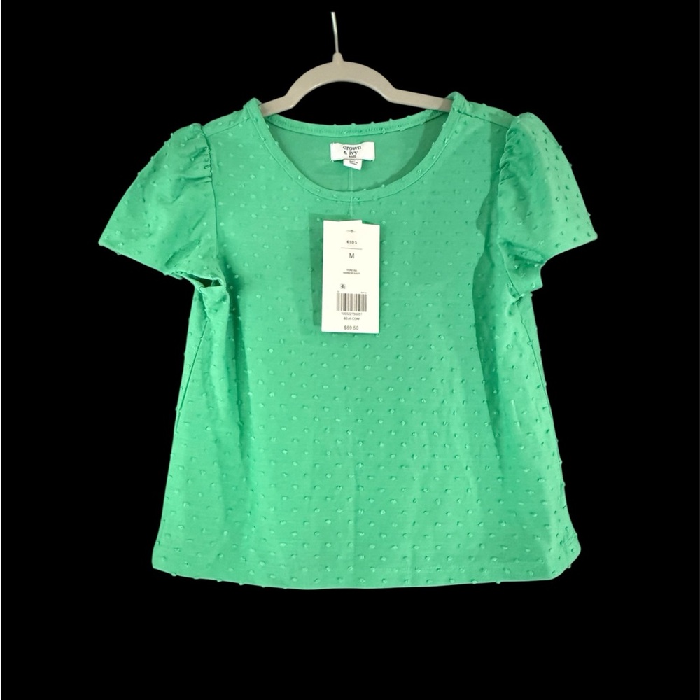 NWTCrown & Ivy Green Swiss Dot Blouse size M